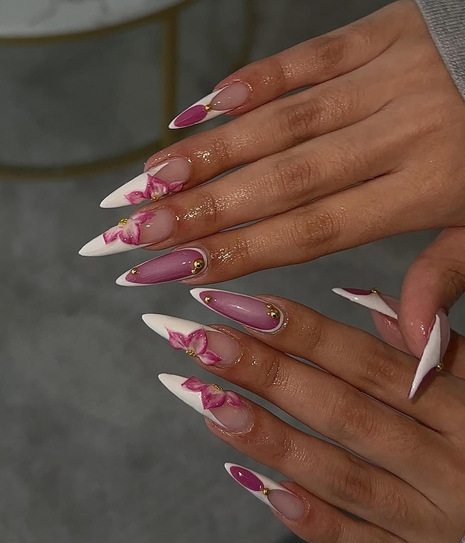 Elegant Orchid Bloom Handmade Press on nails - Summer Nails