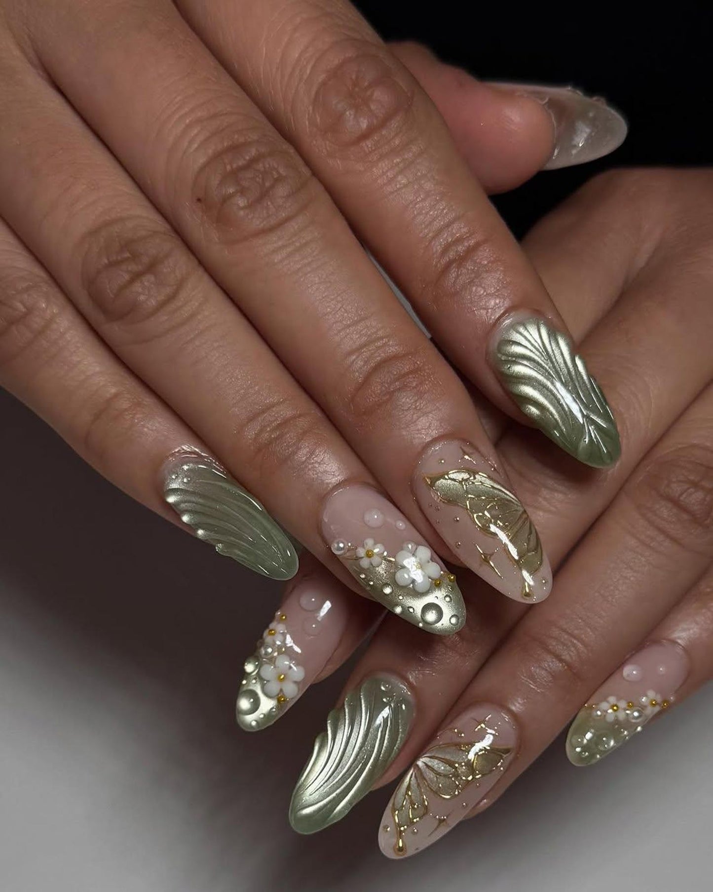 Elegant Sage Green Handmade Press on nails - Summer Nails