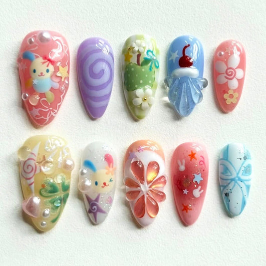 Fantasy Bear Handmade Press on nails - Summer Nails