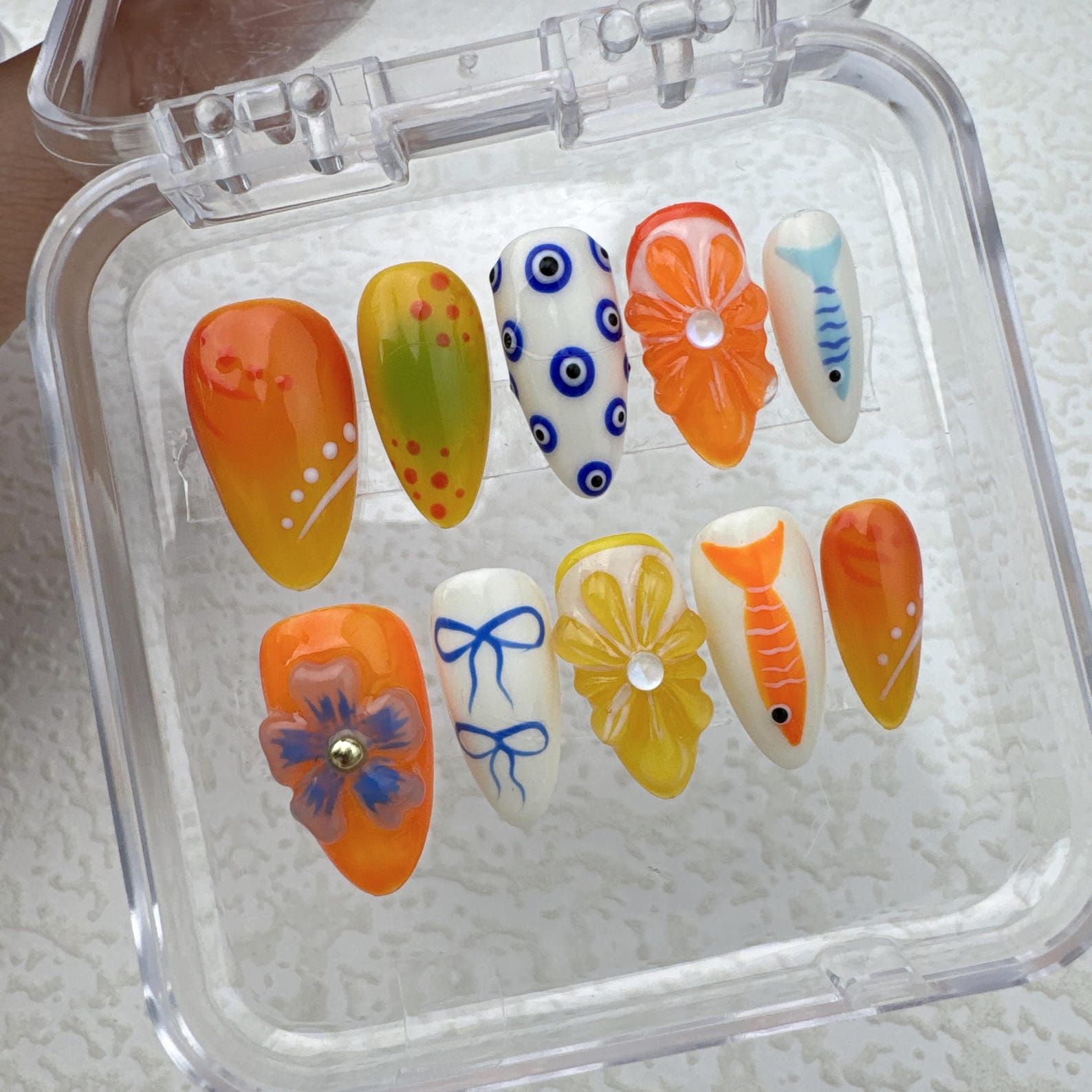 Fish Ocean Handmade Press on nails - Summer Nails 