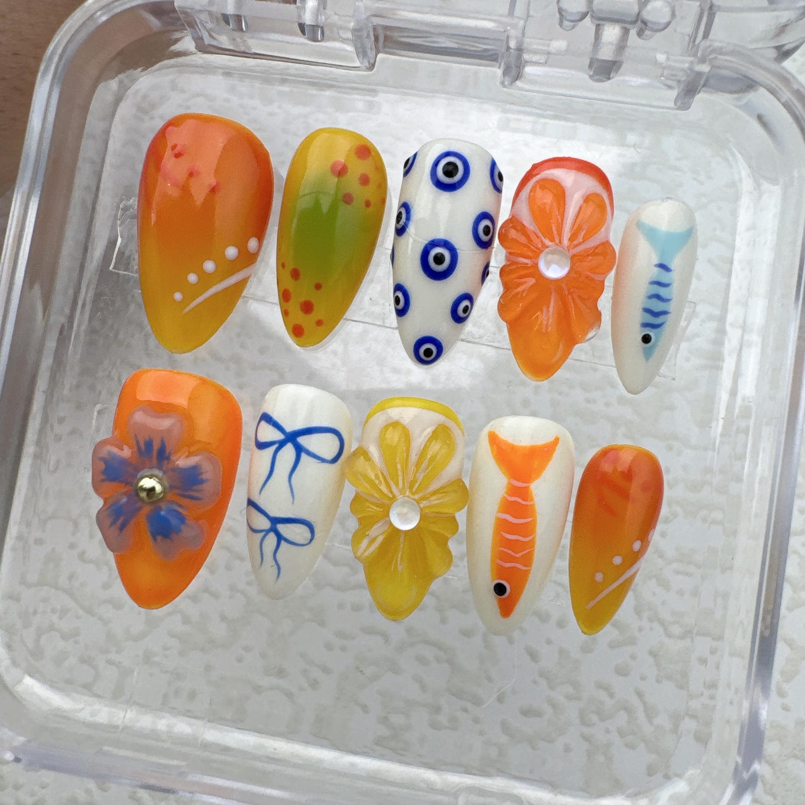 Fish Ocean Handmade Press on nails - Summer Nails 