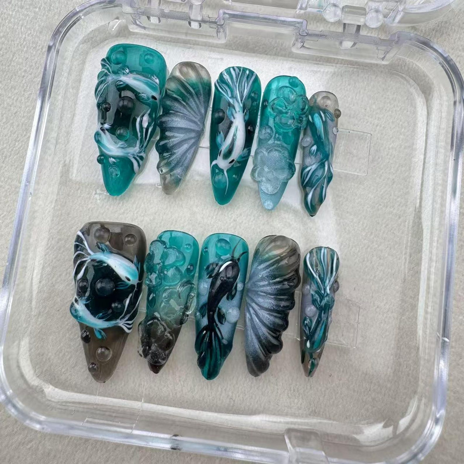 Fishing Tropical Handmade Press on nails