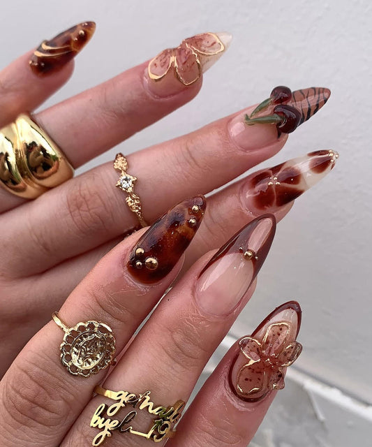 Flower Cherry Handmade Press on nails - Summer Nails