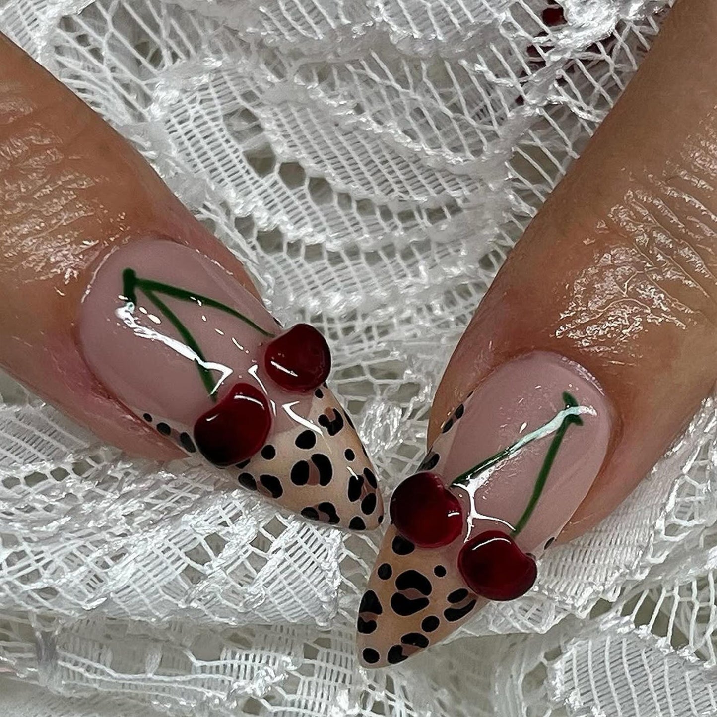 Flower Cherry Handmade Press on nails - Summer Nails