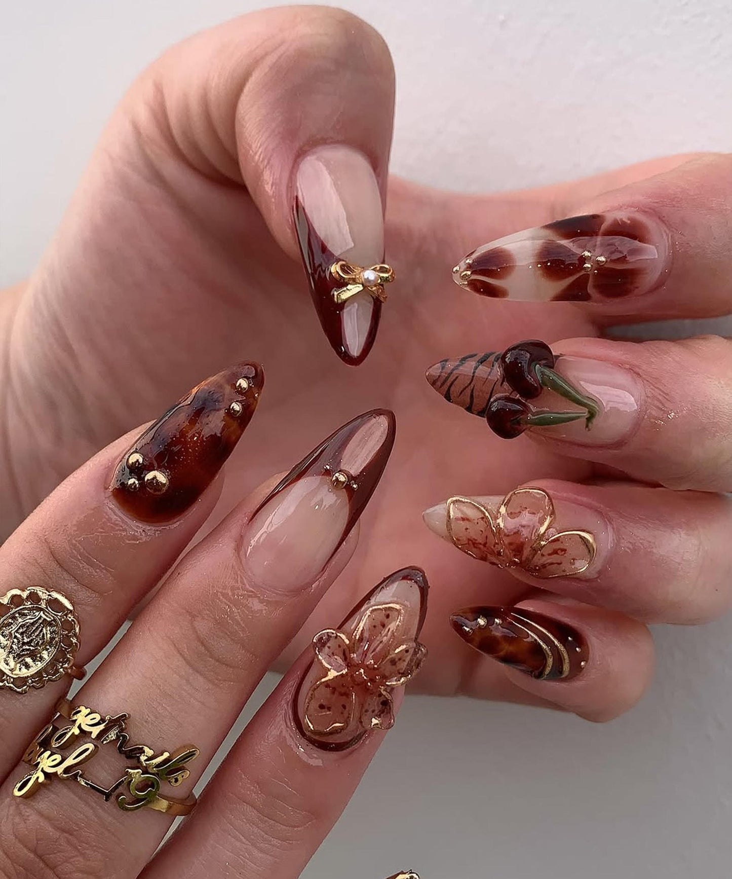 Flower Cherry Handmade Press on nails - Summer Nails