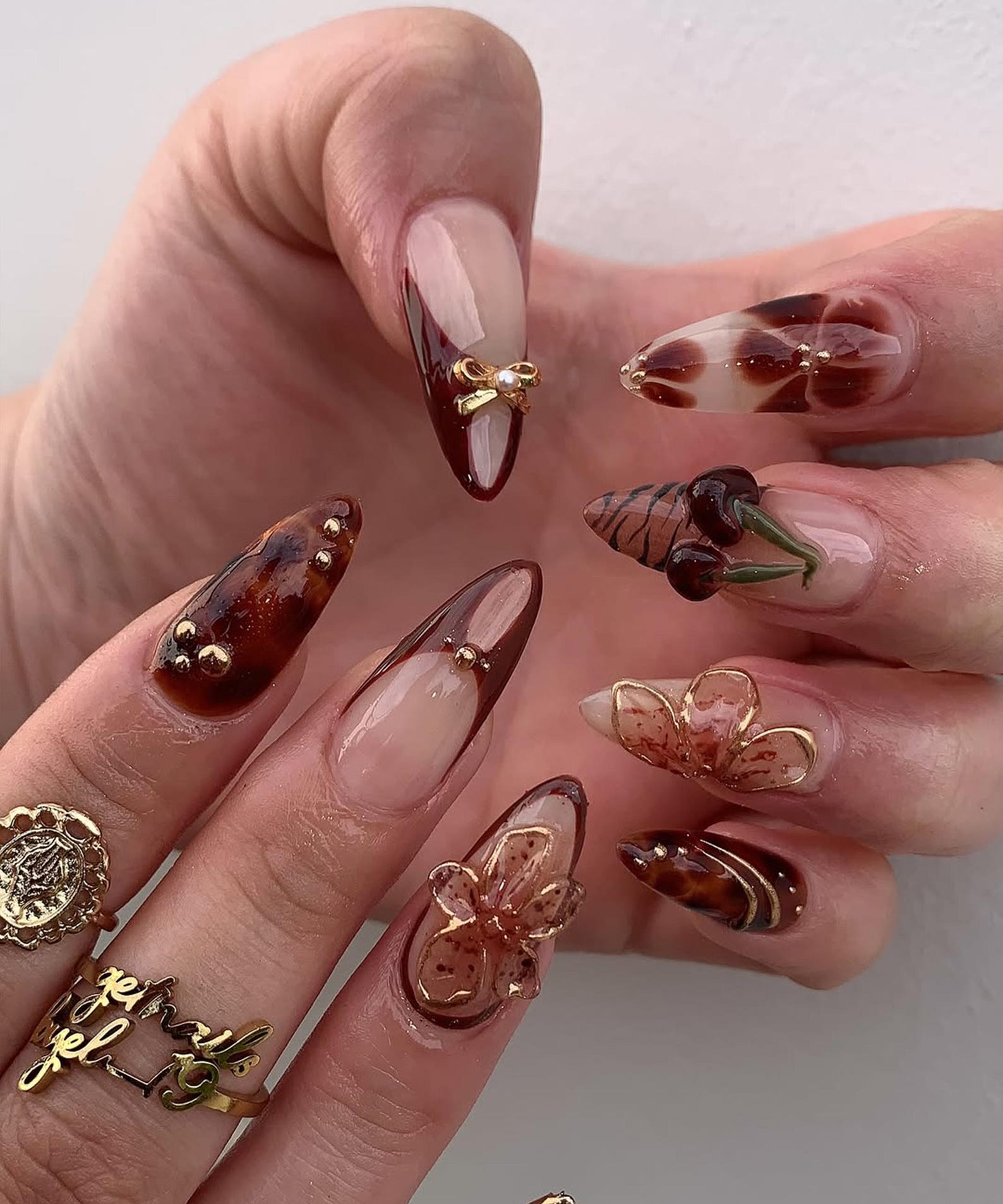 Flower Cherry Handmade Press on nails - Summer Nails