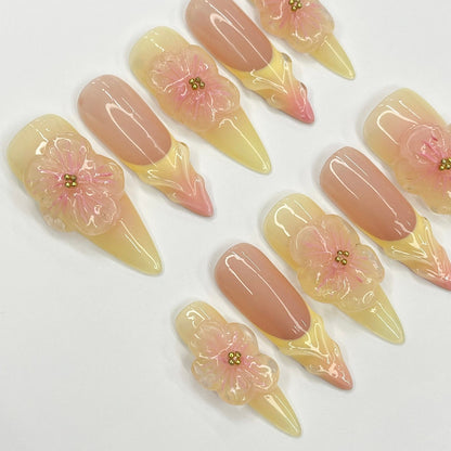 Flower Garden Handmade Press on nails - Summer Nails