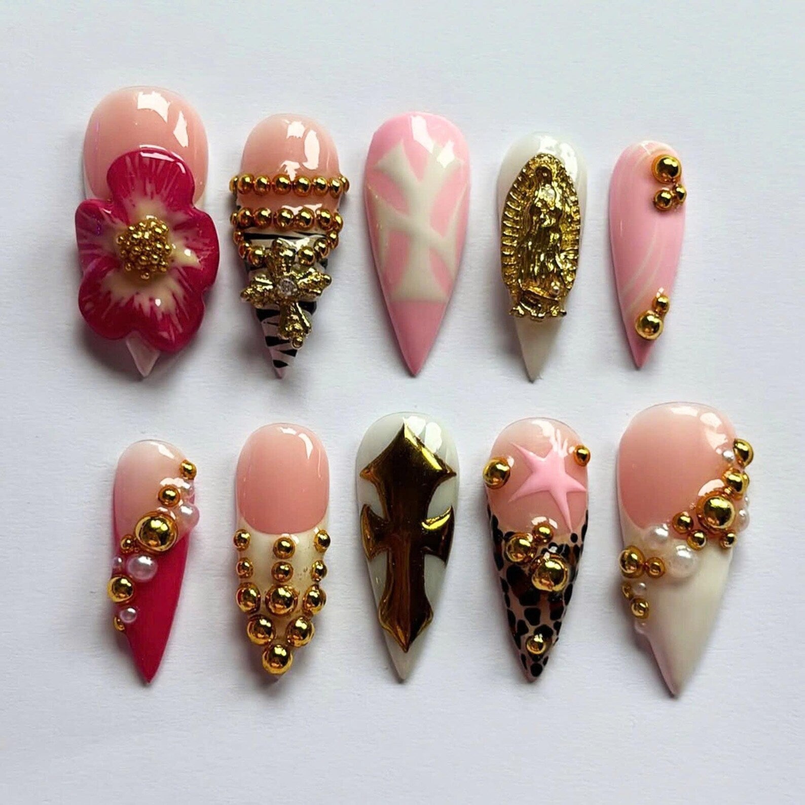 Flower Handmade Press on nails - Summer Nails