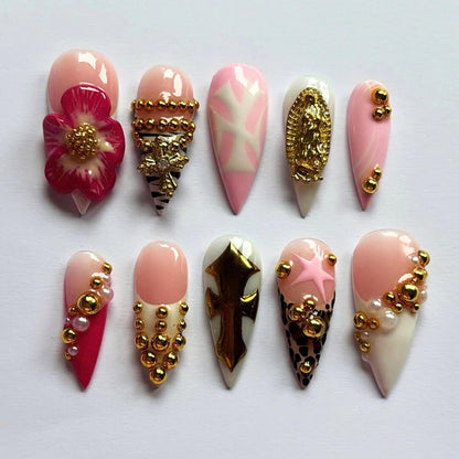 Flower Handmade Press on nails - Summer Nails