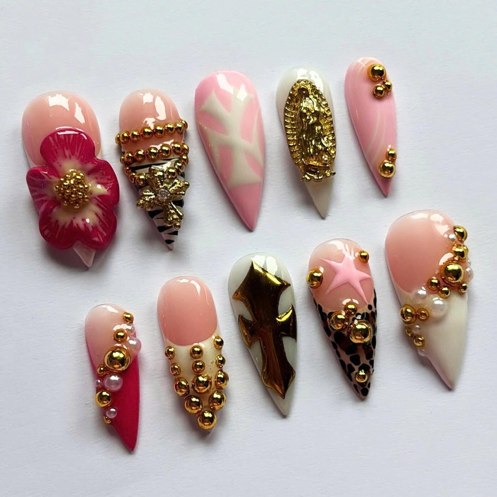 Flower Handmade Press on nails - Summer Nails