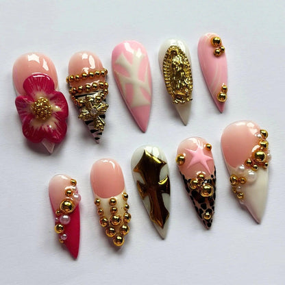 Flower Handmade Press on nails - Summer Nails