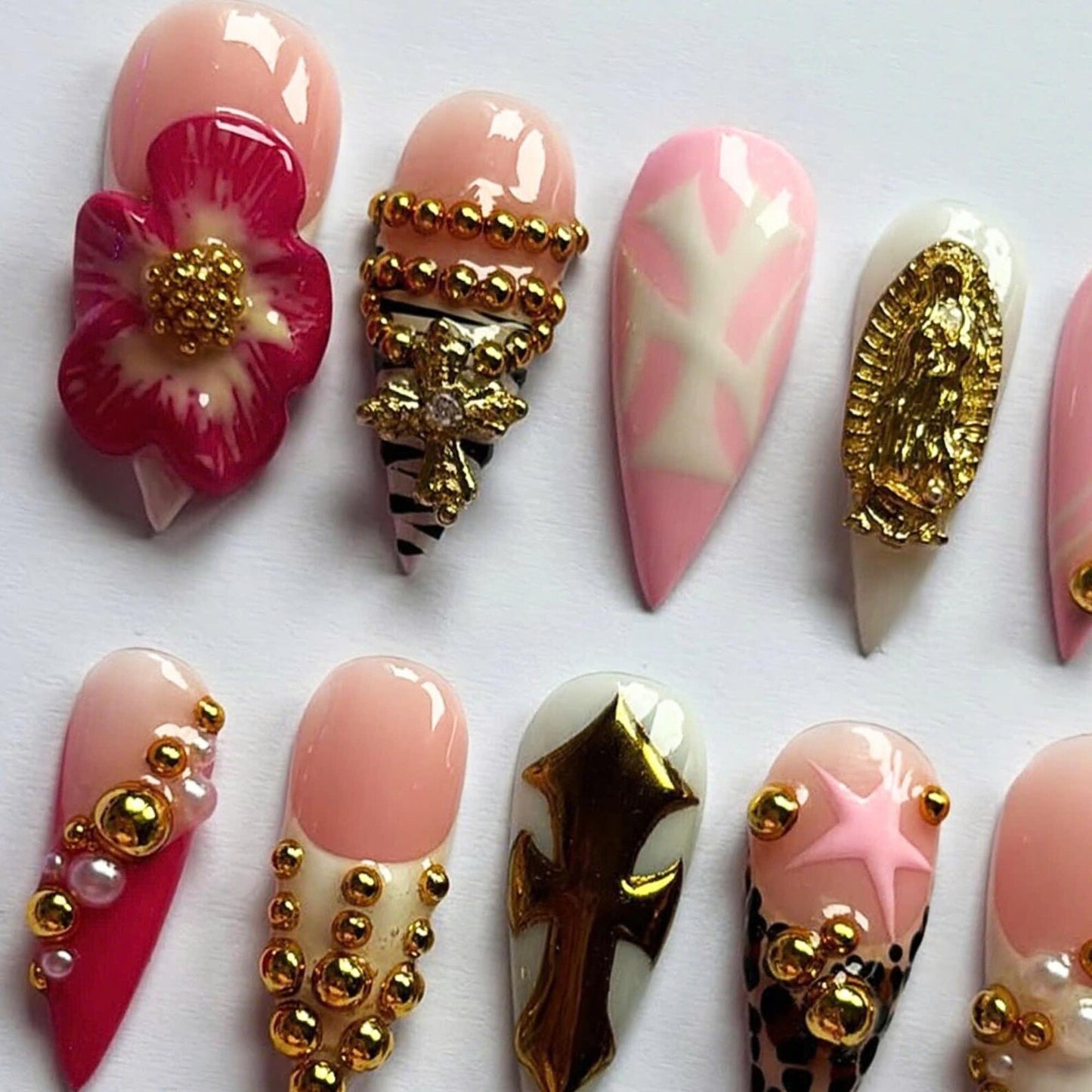 Flower Handmade Press on nails - Summer Nails