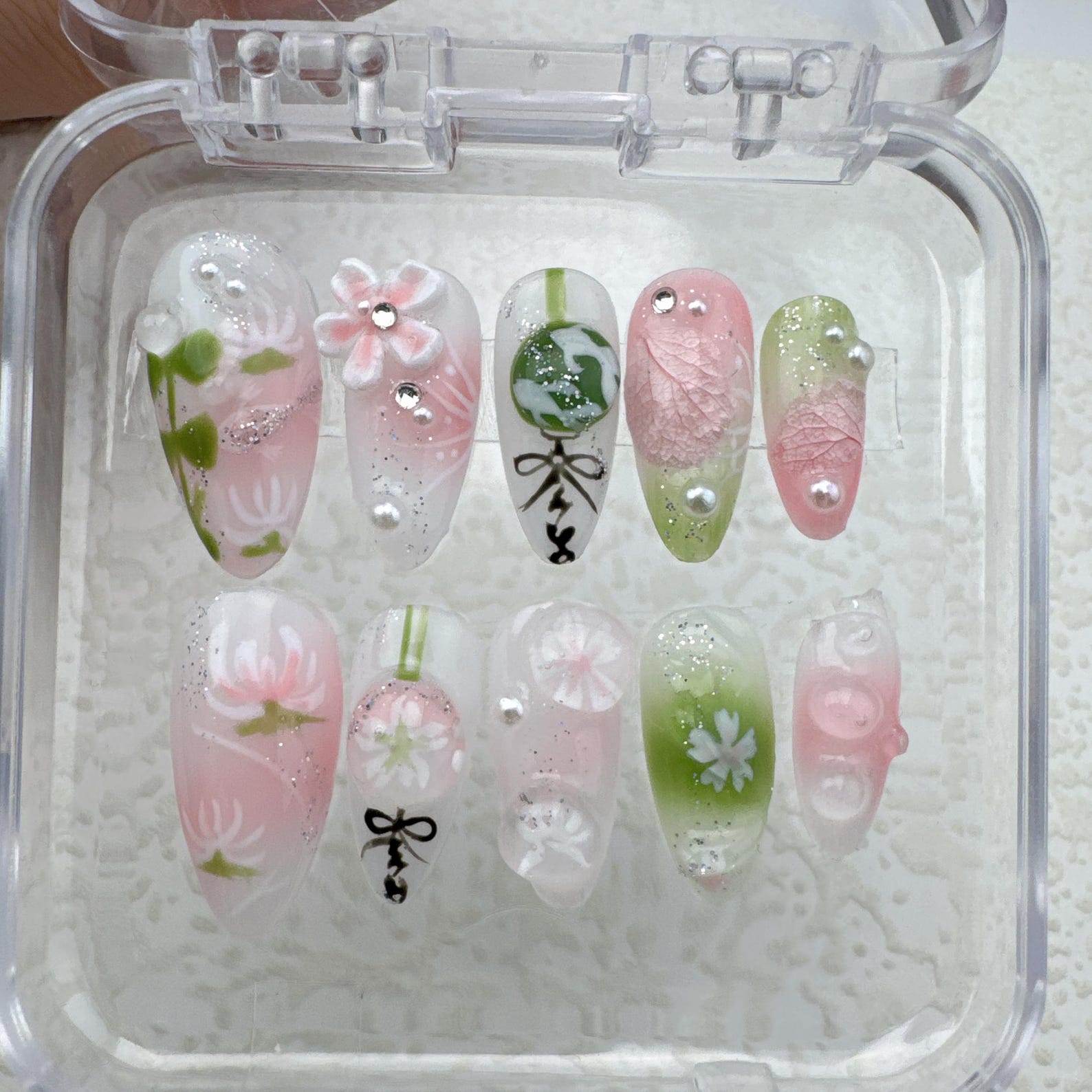 Flower Pink Summer Handmade Press on nails - Summer Nails