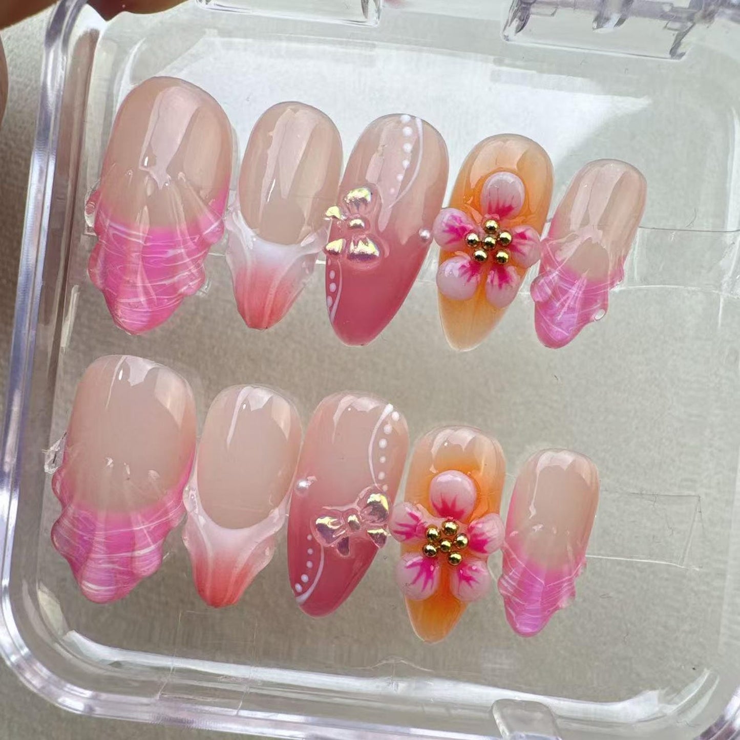 Flower Summer Handmade Press on nails - Summer Nails 