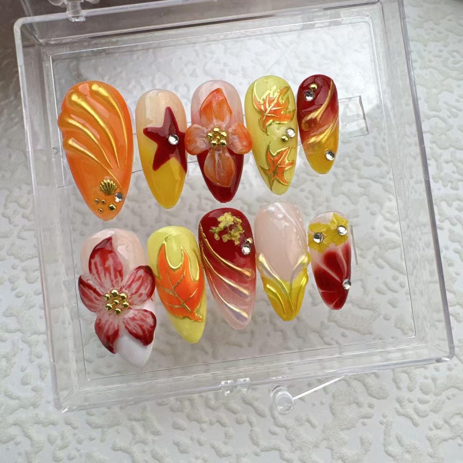 Flower Summer Style 2 Handmade Press on nails - Summer Nails 