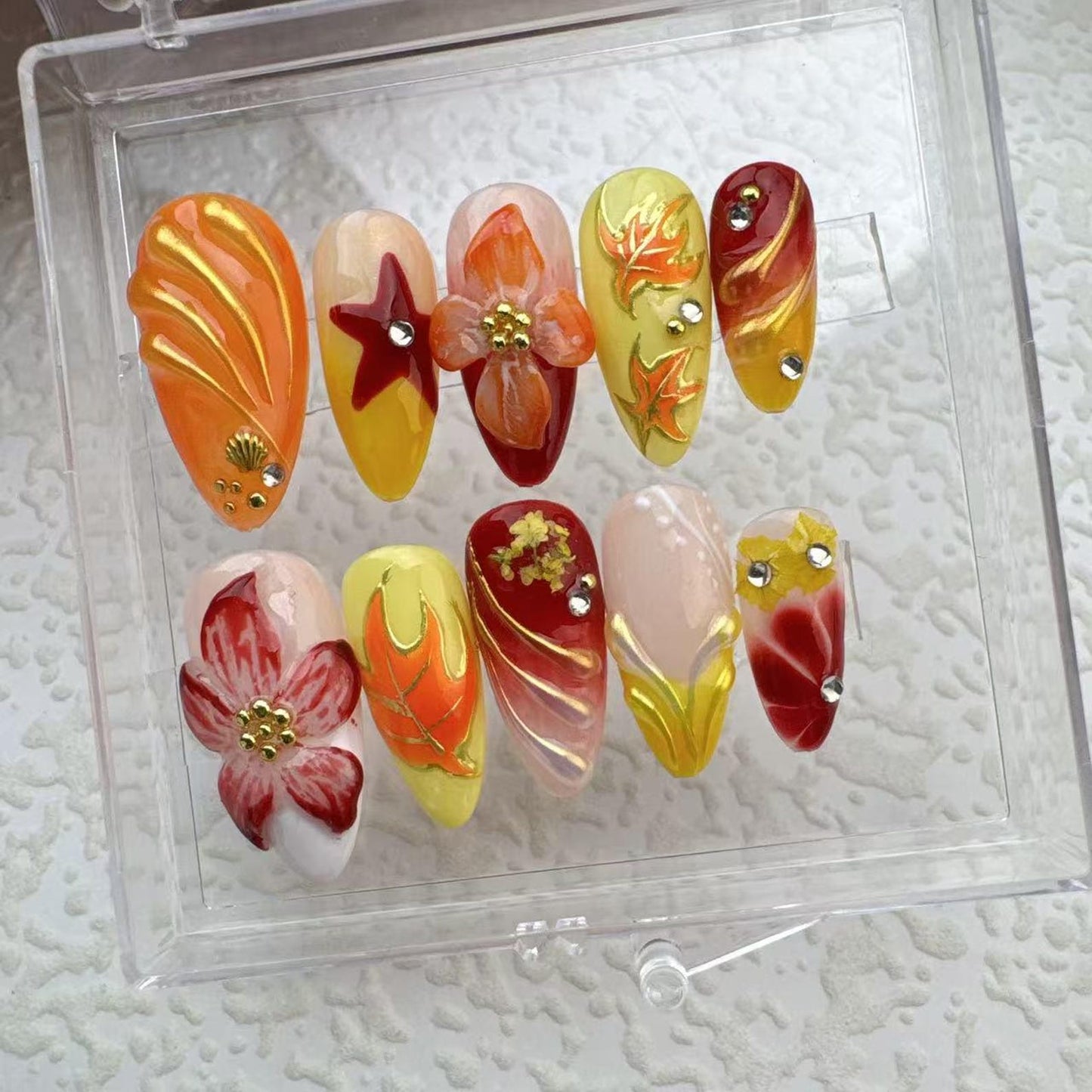Flower Summer Style 2 Handmade Press on nails - Summer Nails 