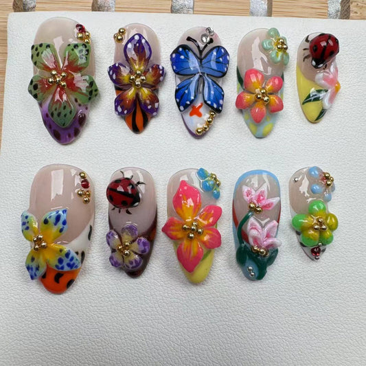 Flower Tropical Handmade Press on nails - Summer Nails