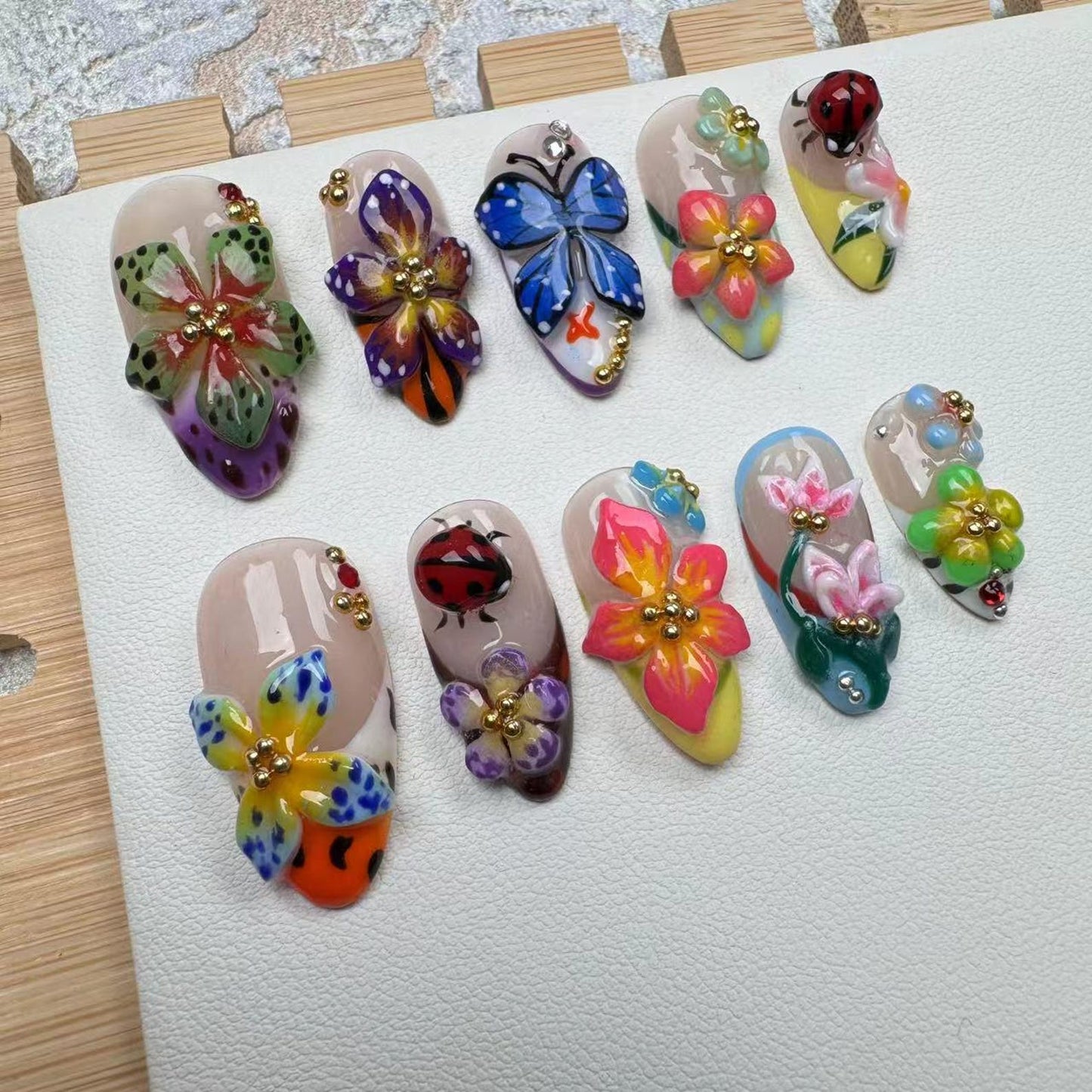 Flower Tropical Handmade Press on nails - Summer Nails