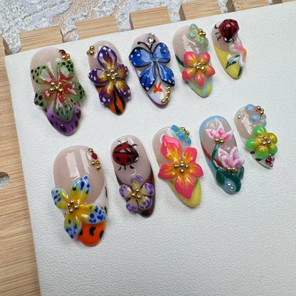 Flower Tropical Handmade Press on nails - Summer Nails