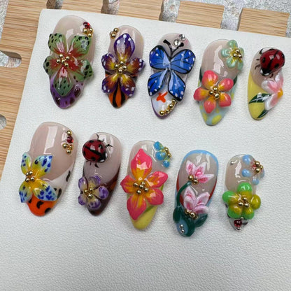 Flower Tropical Handmade Press on nails - Summer Nails
