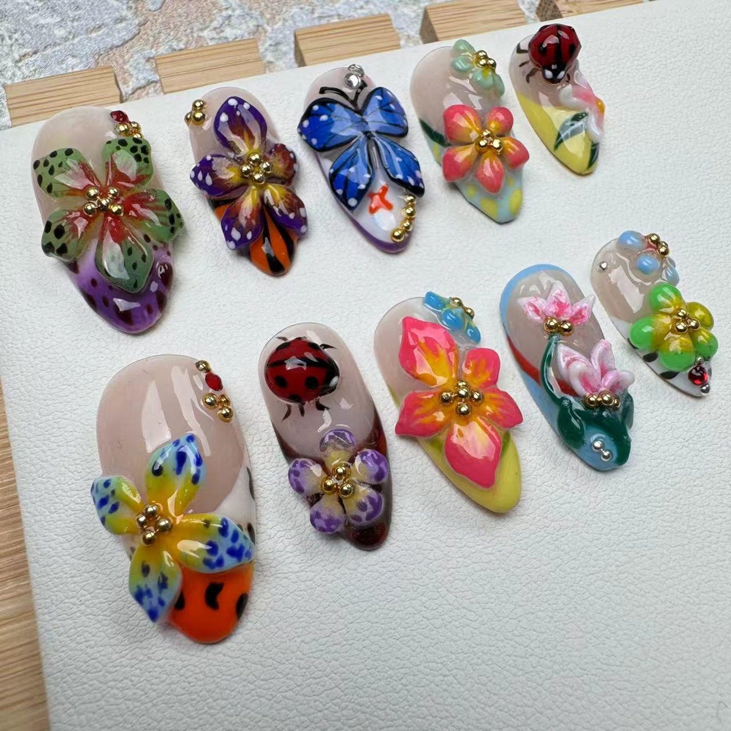 Flower Tropical Handmade Press on nails - Summer Nails
