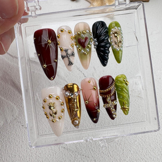 Gothic Handmade Press on nails - Summer Nails