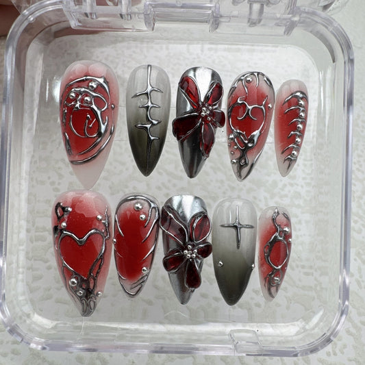 Gothic style 1 Handmade Press on nails - Summer Nails