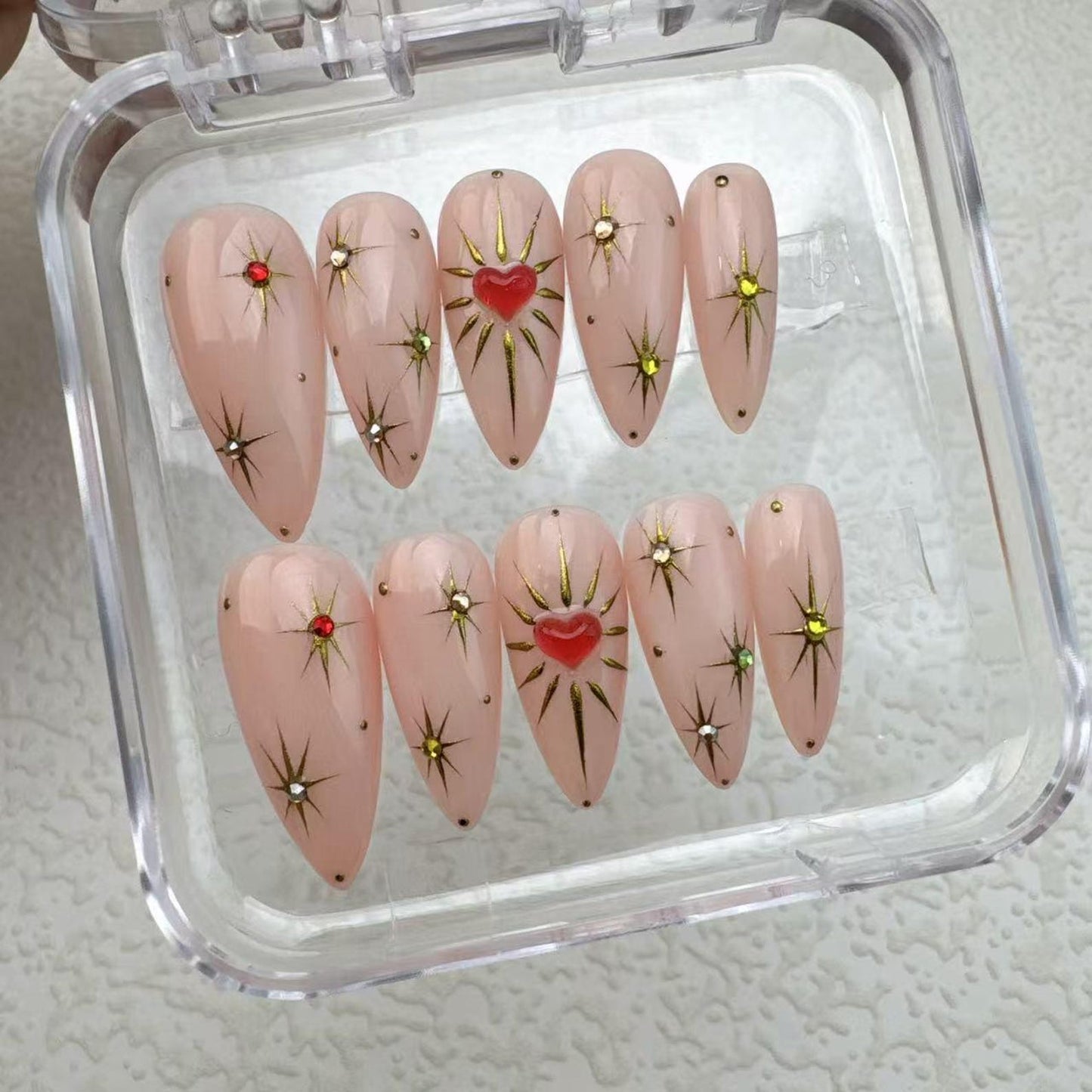 Heart Pink Summer Handmade Press on nails - Summer Nails