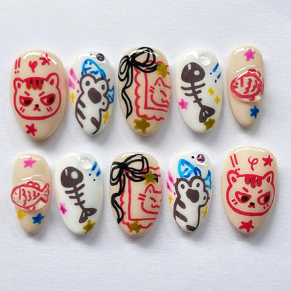 Hungry Cat Handmade Press on nails - Summer Nails
