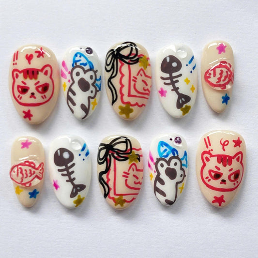 Hungry Cat Handmade Press on nails - Summer Nails