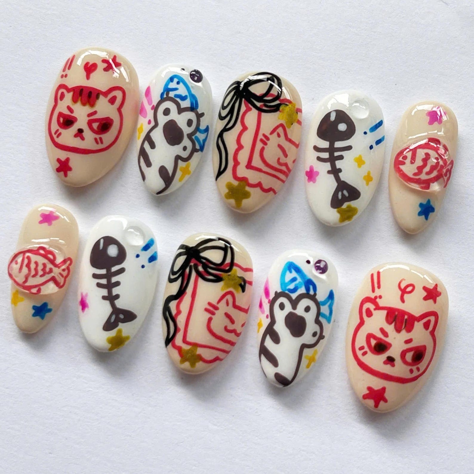 Hungry Cat Handmade Press on nails - Summer Nails