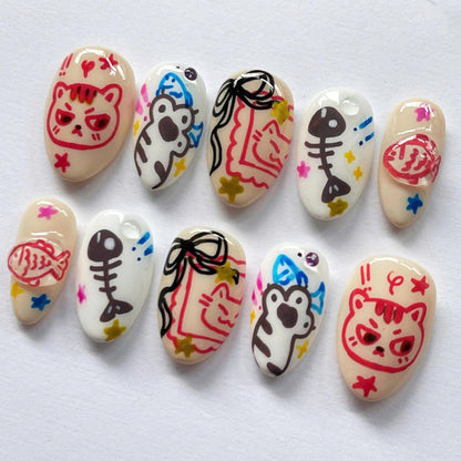 Hungry Cat Handmade Press on nails - Summer Nails