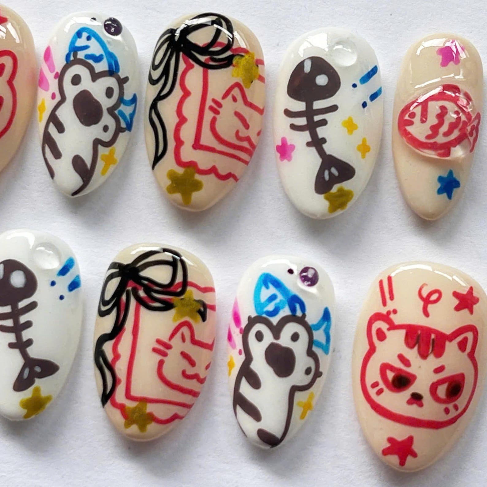 Hungry Cat Handmade Press on nails - Summer Nails
