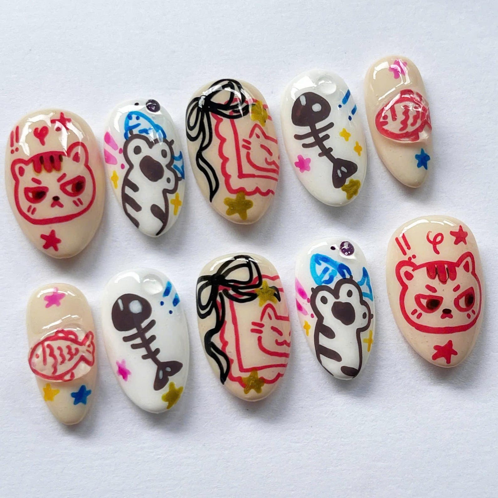 Hungry Cat Handmade Press on nails - Summer Nails