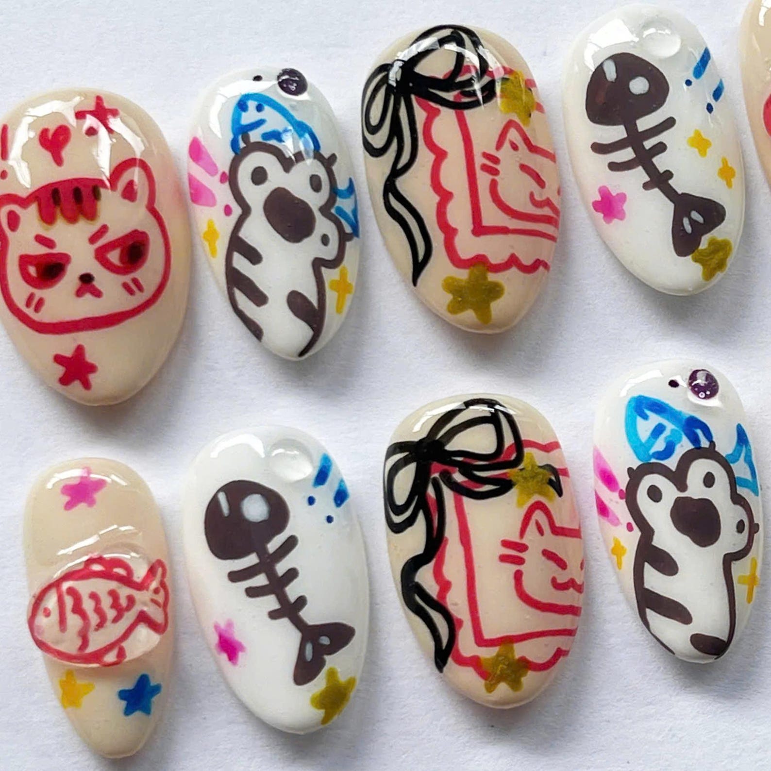 Hungry Cat Handmade Press on nails - Summer Nails
