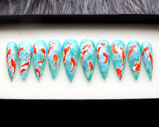 KOI Style Japanese Handmade Press on nails - Summer Nails