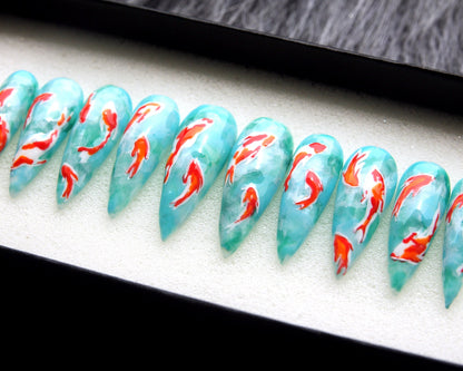 KOI Style Japanese Handmade Press on nails - Summer Nails