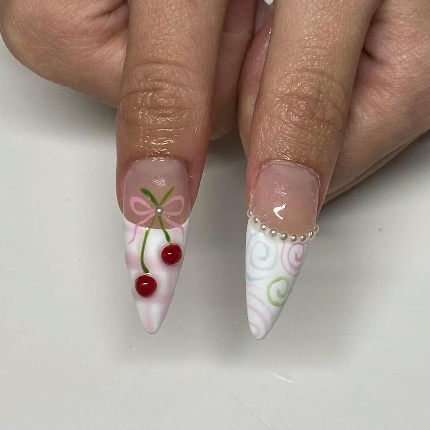 Kawaii Pastel Bear Handmade Press on nails - Summer Nails