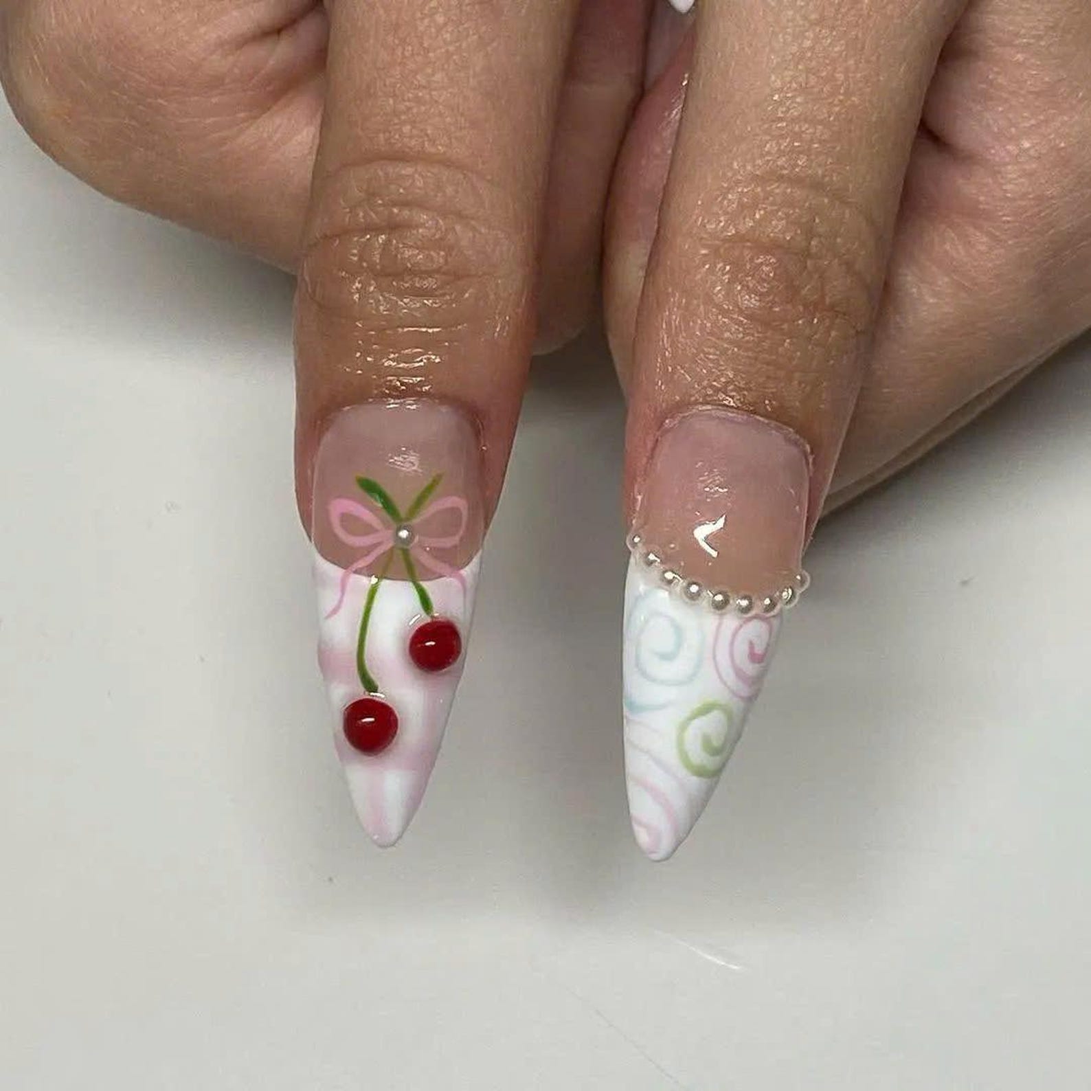 Kawaii Pastel Bear Handmade Press on nails - Summer Nails