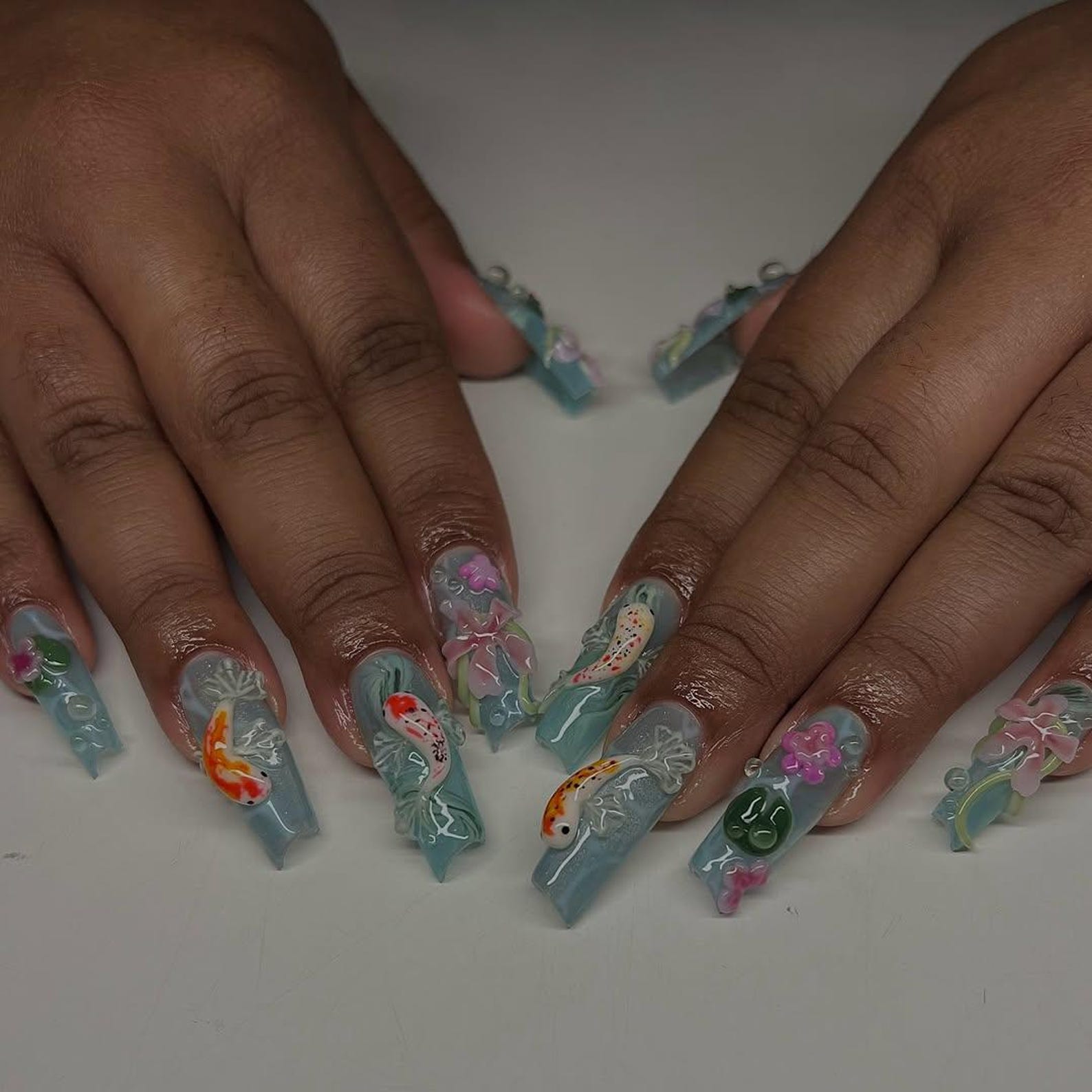 Koi Fish Japanese Handmade Press on nails - Summer Nails