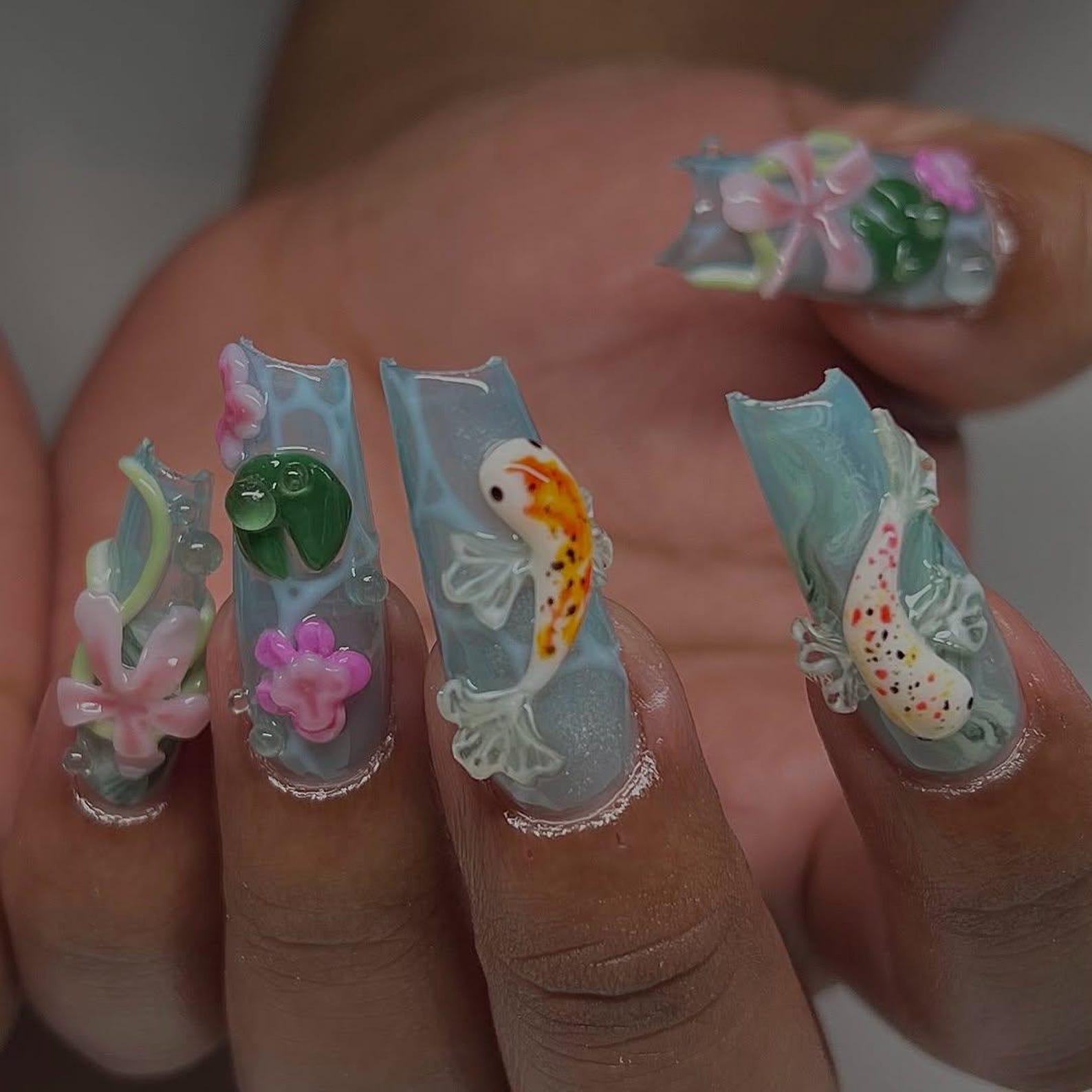 Koi Fish Japanese Handmade Press on nails - Summer Nails
