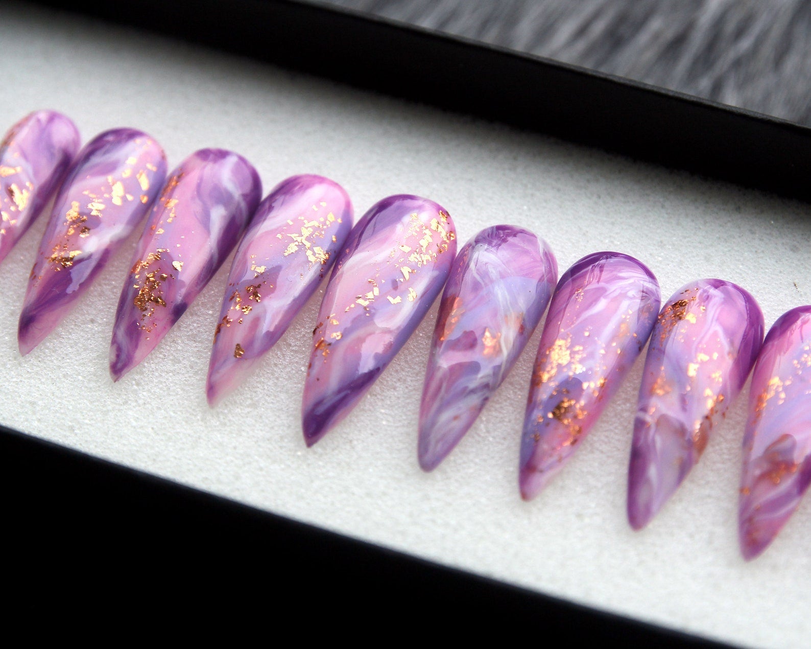Lavender Glitter Handmade Press on nails - Summer Nails 