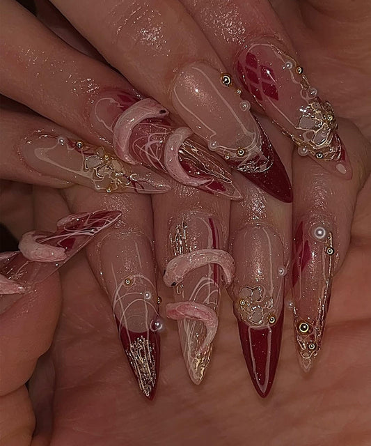 Luxury Gold Hour Handmade Press on Nails - Summer Nails