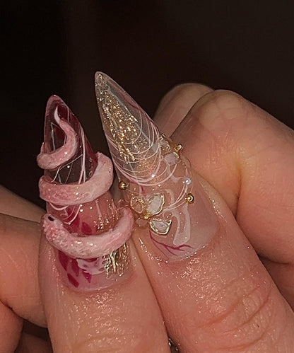 Luxury Gold Hour Handmade Press on Nails - Summer Nails