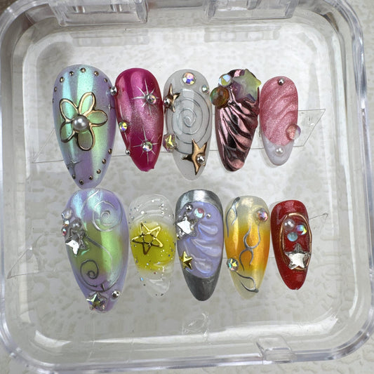 Ocean Tropical Handmade Press on nails 