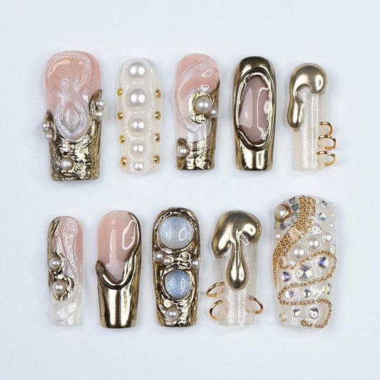 Opulent Drip Handmade Press on nails - Summer Nails