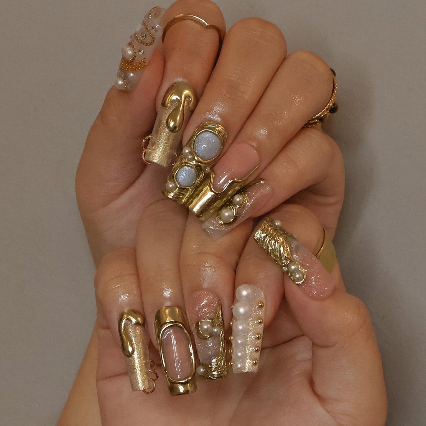 Opulent Drip Handmade Press on nails - Summer Nails