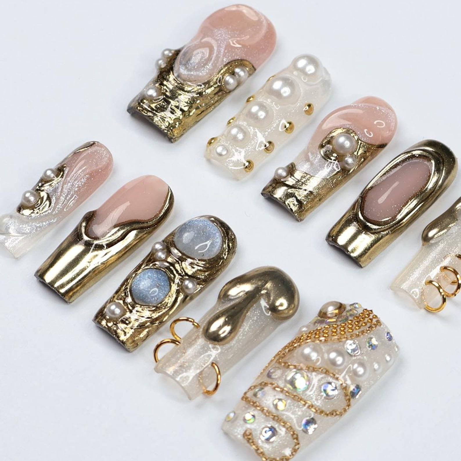 Opulent Drip Handmade Press on nails - Summer Nails