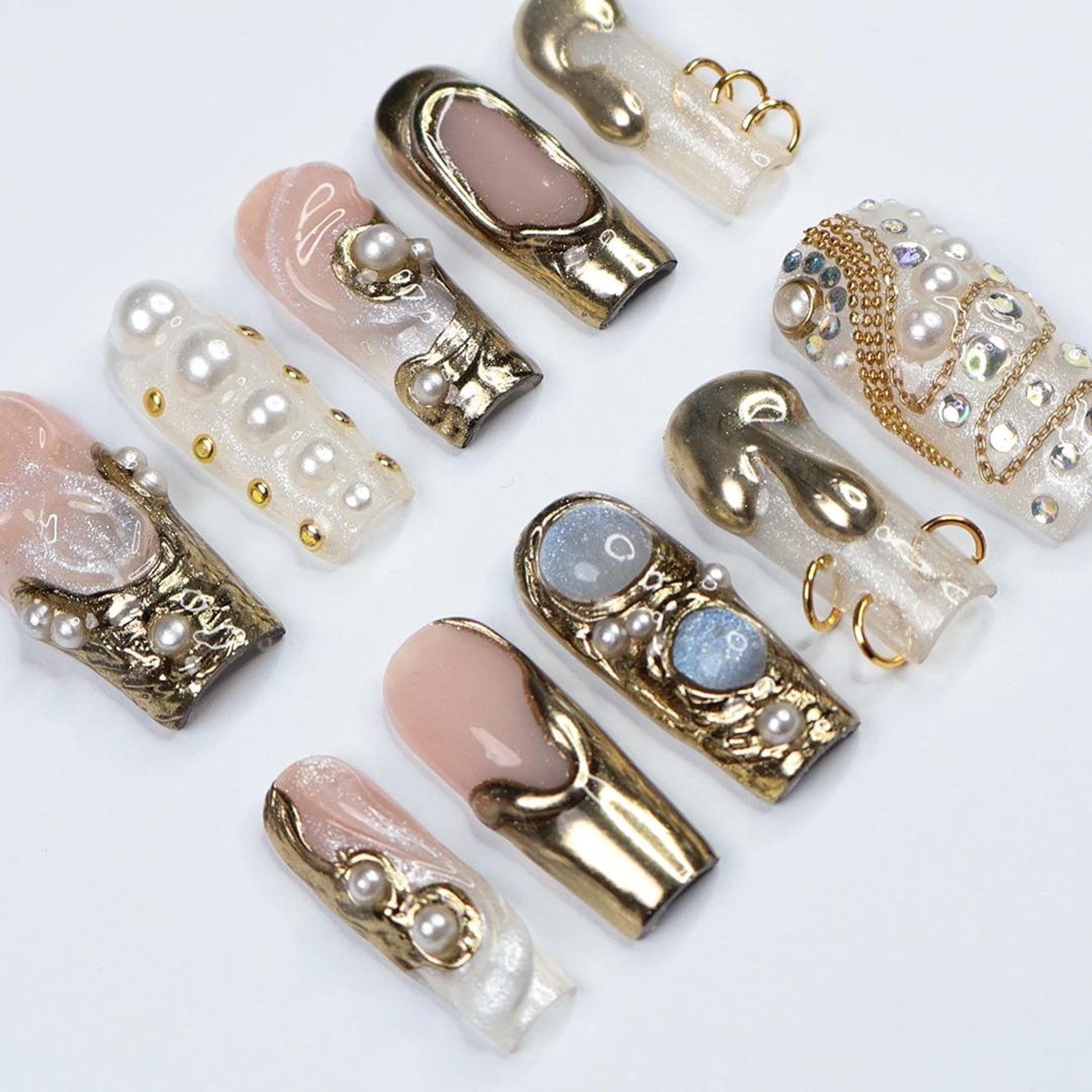 Opulent Drip Handmade Press on nails - Summer Nails