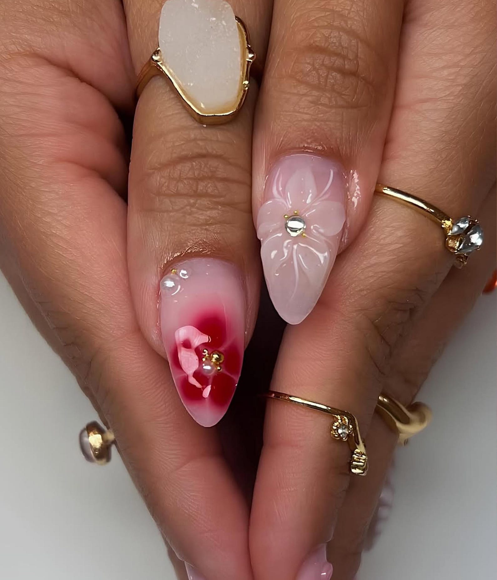 Pink Blossom Romantic Handmade Press on nails - Summer Nails
